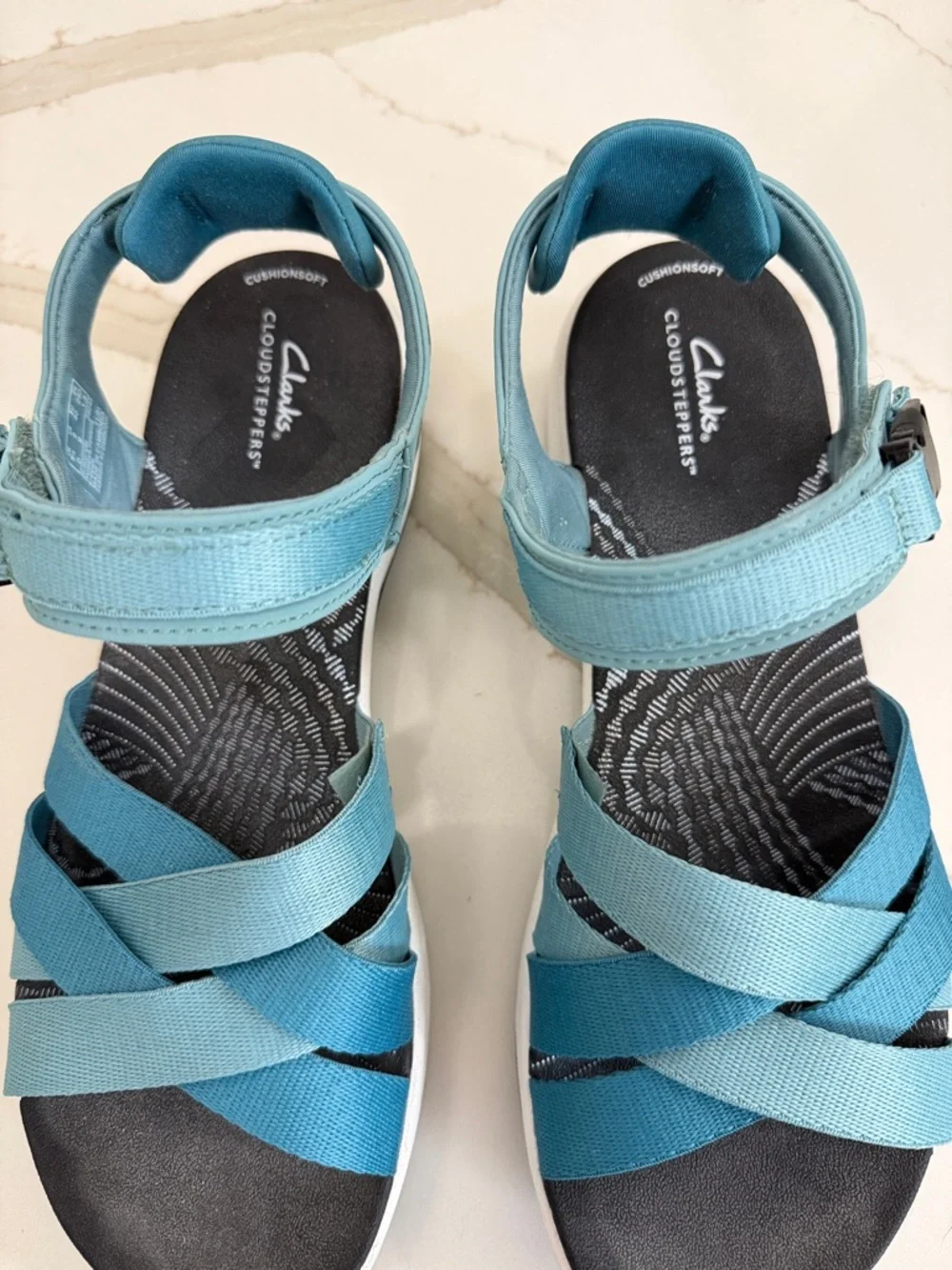 Clarks Teal and Aqua Strappy Sandals - Picture 5 of 5